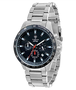 Crongrafo Masculino Tuguir Analgico Infinity TGI37030 Prata e Preto