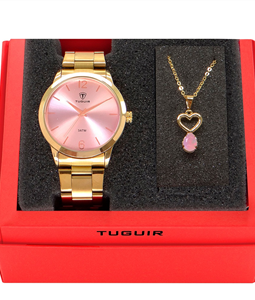 Kit Relgio Feminino Tuguir Analgico TG112 Dourado com Brinde